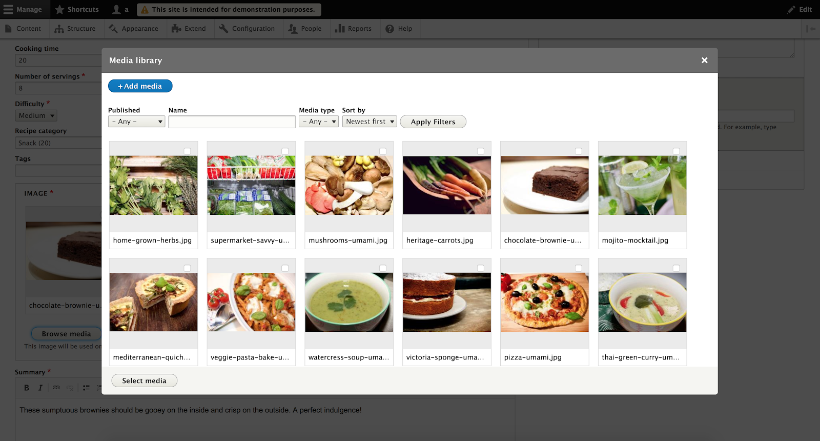 Media Library in Drupal Screenshot