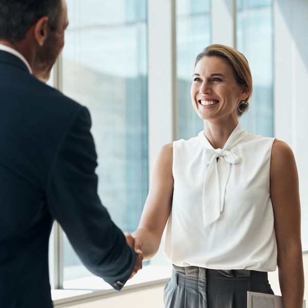 Handshake meeting and business people partnership for b2b collaboration