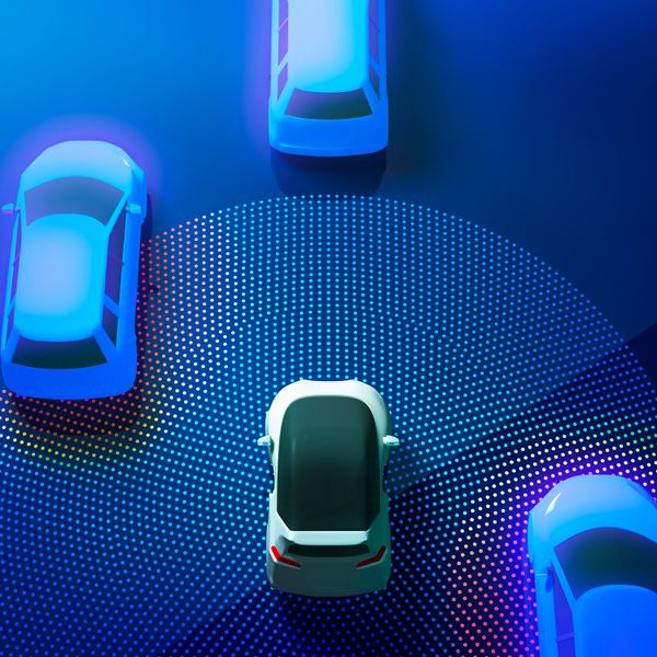 Auto driving smart cars on a blue background